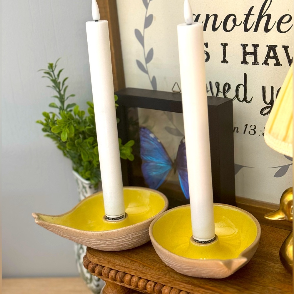 Clay pottery Pigeon forged candle holders
